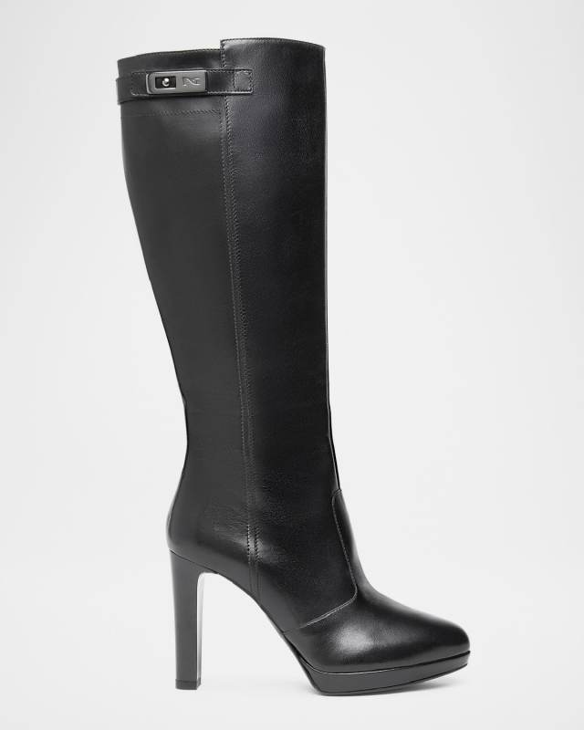 Leather Stiletto Knee Boots